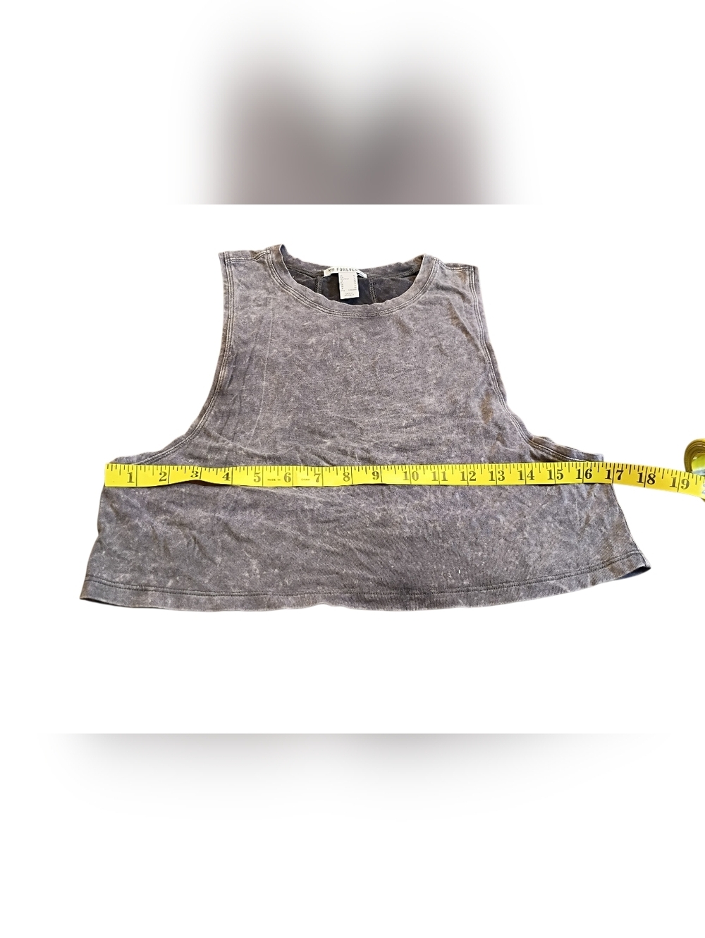 Forever 21 Acid Wash Cropped Tank Top Gray Sleeveless Boxy Fit Women’s Medium - Picture 3 of 5